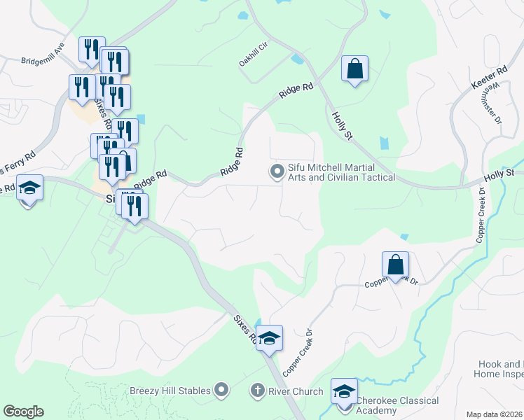 map of restaurants, bars, coffee shops, grocery stores, and more near 307 Golden Court in Canton