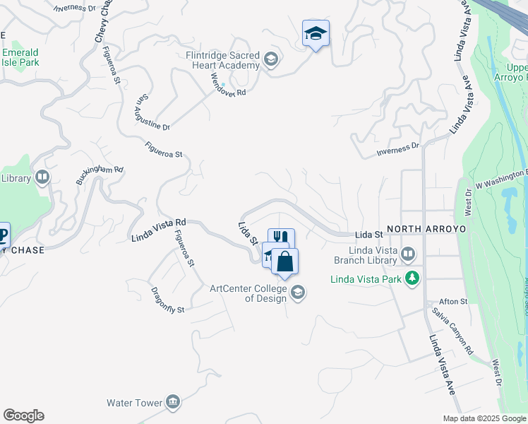 map of restaurants, bars, coffee shops, grocery stores, and more near 1615 Pegfair Estates Drive in Pasadena