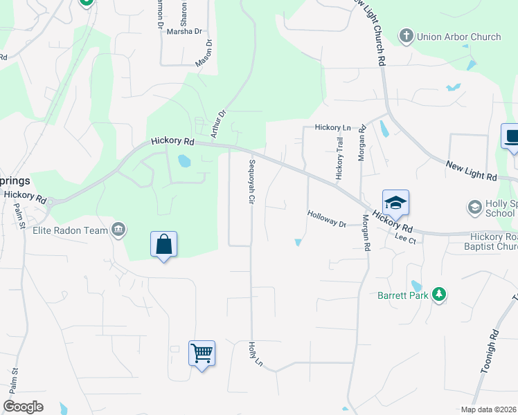 map of restaurants, bars, coffee shops, grocery stores, and more near 153 Sequoyah Circle in Canton