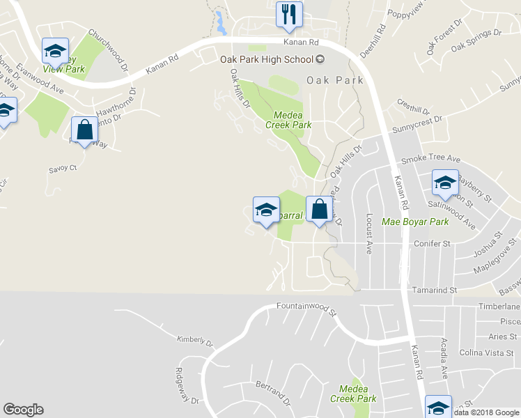 map of restaurants, bars, coffee shops, grocery stores, and more near 157 Conifer Circle in Oak Park