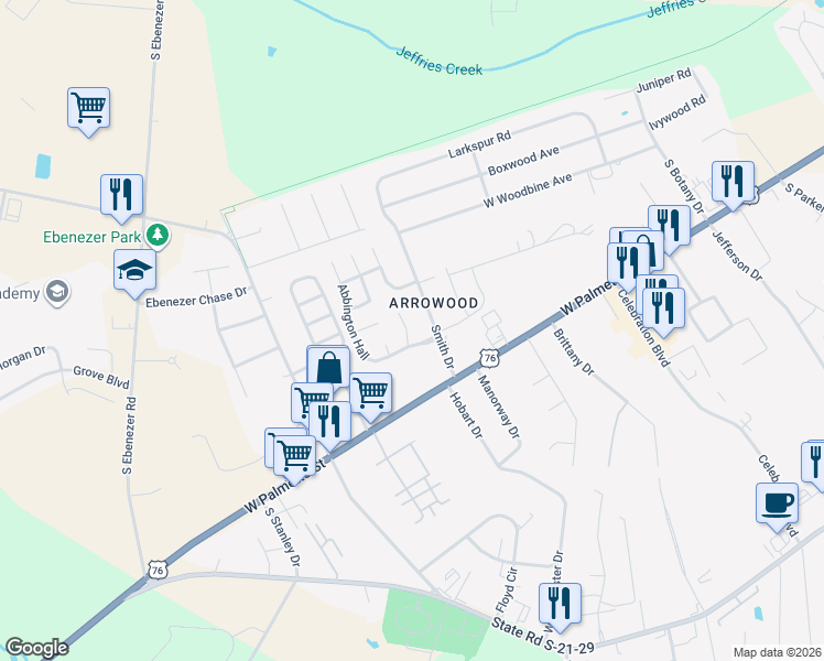 map of restaurants, bars, coffee shops, grocery stores, and more near 837 Smith Drive in Florence