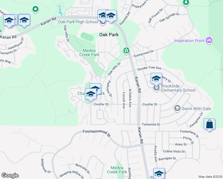 map of restaurants, bars, coffee shops, grocery stores, and more near 5970 East Oak Meadow Place in Oak Park