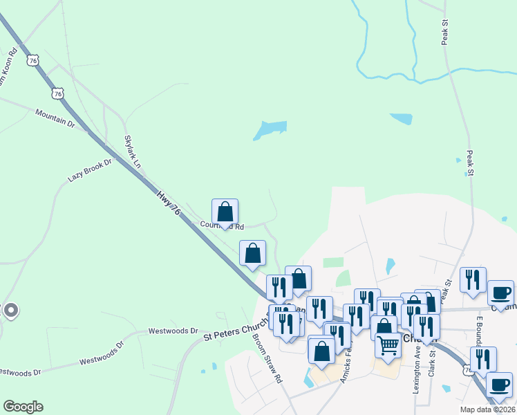 map of restaurants, bars, coffee shops, grocery stores, and more near 149 Courtland Rd in Chapin