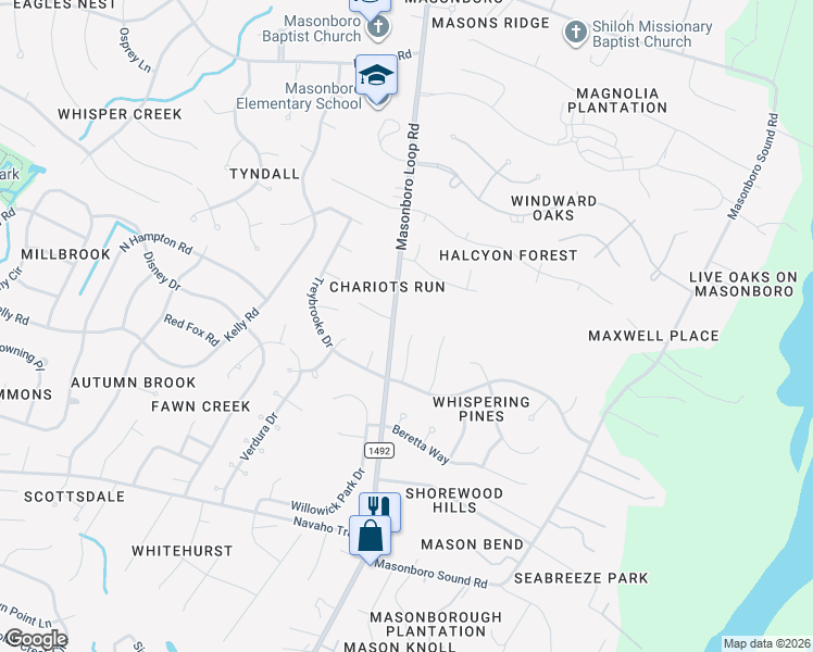 map of restaurants, bars, coffee shops, grocery stores, and more near 3502 Tree Top Way in Wilmington