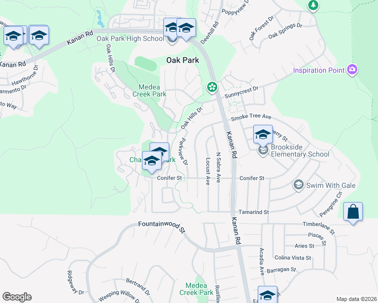 map of restaurants, bars, coffee shops, grocery stores, and more near 5970 East Oak Meadow Place in Oak Park