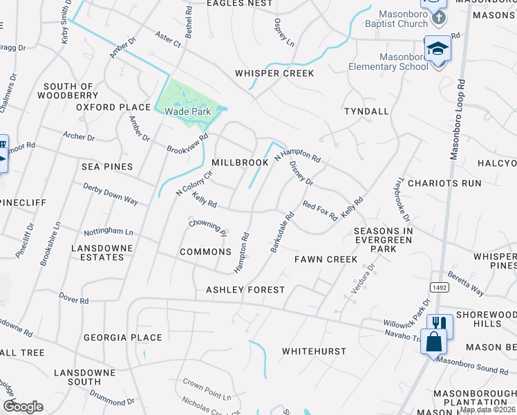 map of restaurants, bars, coffee shops, grocery stores, and more near 319 N Hampton Rd in Wilmington