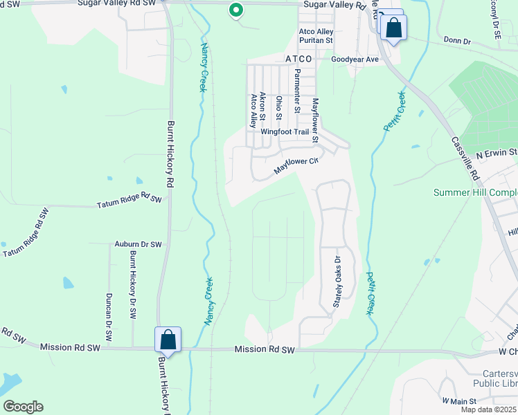 map of restaurants, bars, coffee shops, grocery stores, and more near 97 Jackson Farm Road in Cartersville