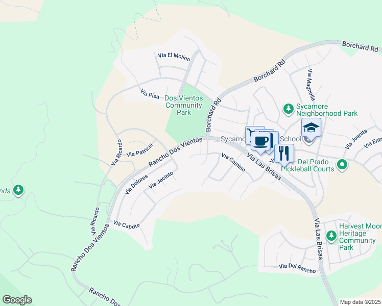 map of restaurants, bars, coffee shops, grocery stores, and more near 5069 Via Camino in Thousand Oaks