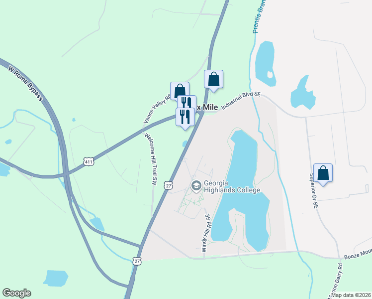 map of restaurants, bars, coffee shops, grocery stores, and more near 3110 Cedartown Hwy in Lindale