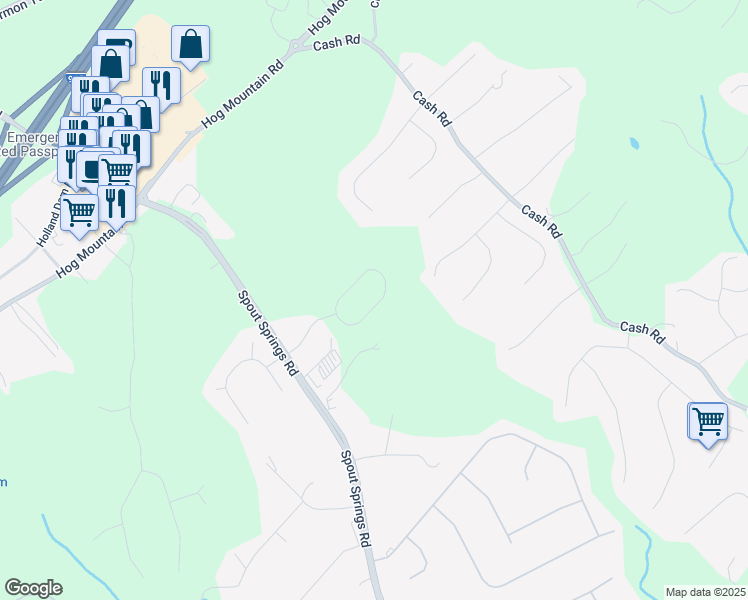 map of restaurants, bars, coffee shops, grocery stores, and more near 6221 Grand Fox Circle in Flowery Branch
