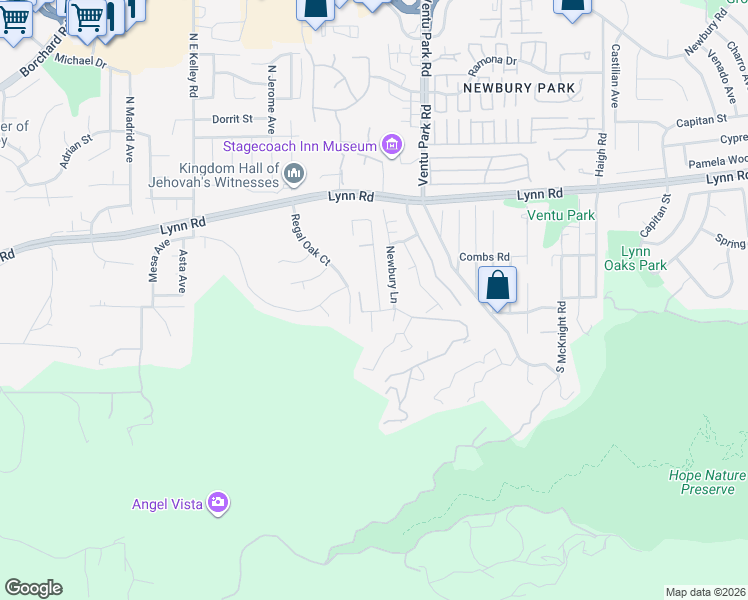 map of restaurants, bars, coffee shops, grocery stores, and more near 242 Edward Road in Ventura County