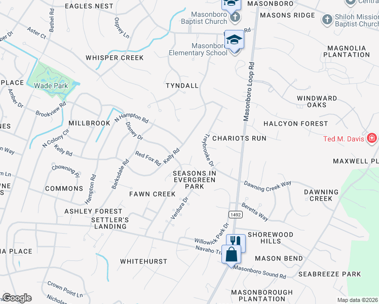 map of restaurants, bars, coffee shops, grocery stores, and more near 3802 Doe Clearing Court in Wilmington