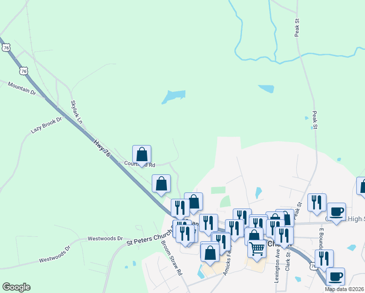 map of restaurants, bars, coffee shops, grocery stores, and more near 149 Courtland Road in Chapin