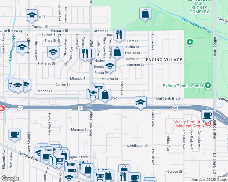 map of restaurants, bars, coffee shops, grocery stores, and more near in Los Angeles