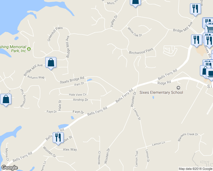 map of restaurants, bars, coffee shops, grocery stores, and more near 273 Parc Drive in Canton