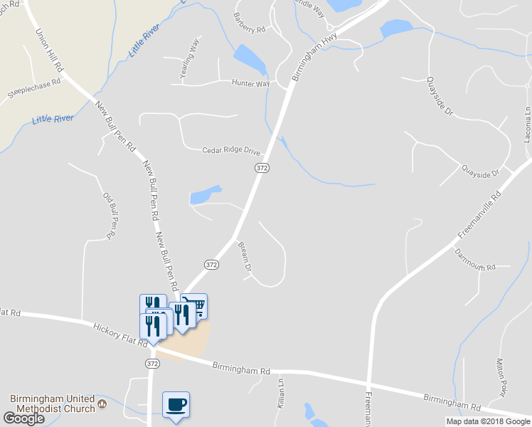map of restaurants, bars, coffee shops, grocery stores, and more near 1171 Bream Drive in Alpharetta