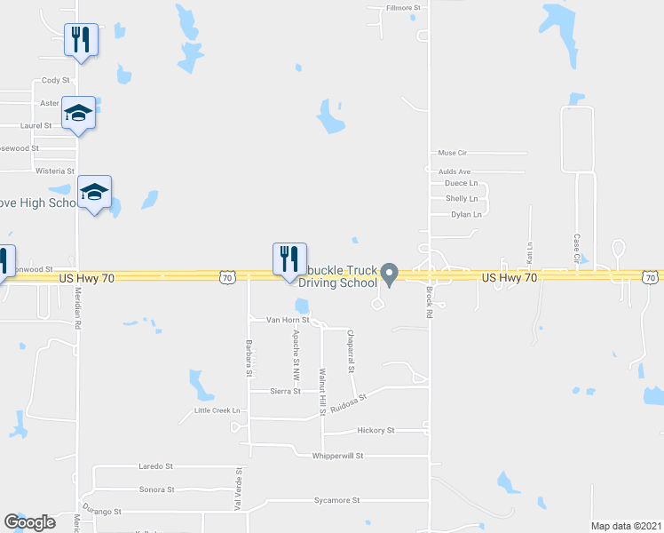 map of restaurants, bars, coffee shops, grocery stores, and more near 15342 US Highway 70 in Ardmore