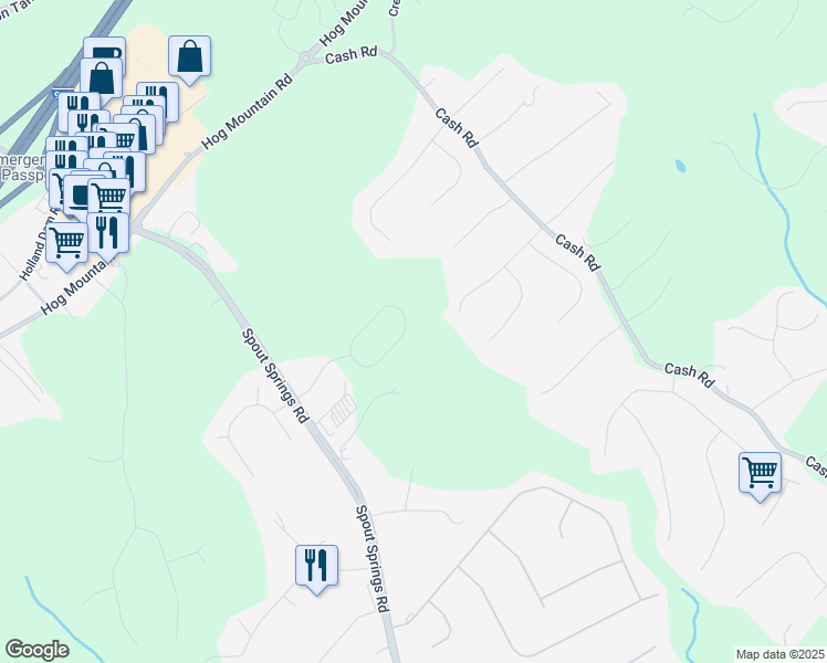 map of restaurants, bars, coffee shops, grocery stores, and more near 6221 Grand Fox Circle in Flowery Branch