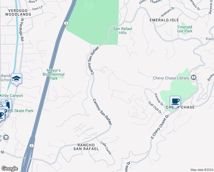map of restaurants, bars, coffee shops, grocery stores, and more near 1483 Belleau Road in Glendale