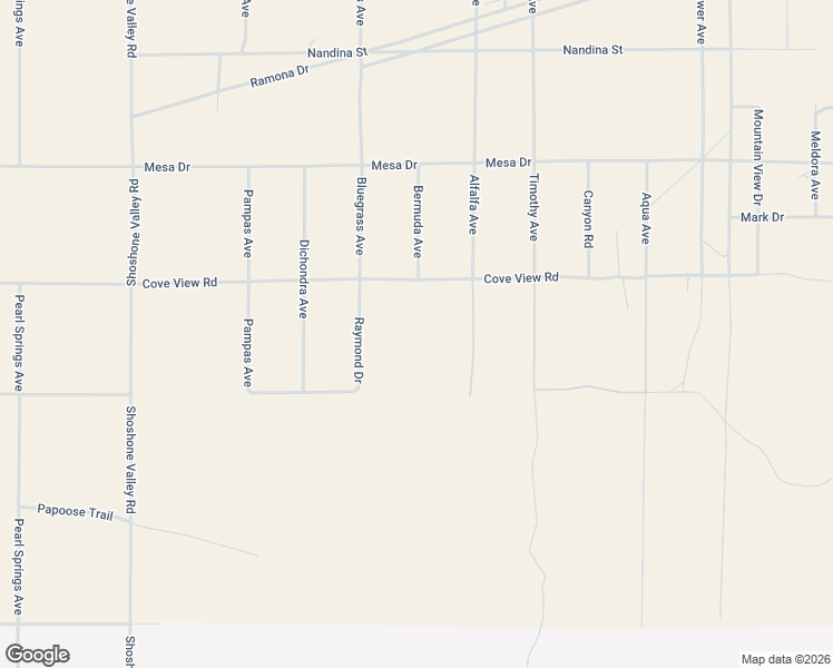 map of restaurants, bars, coffee shops, grocery stores, and more near 4332 Bluegrass Avenue in Twentynine Palms