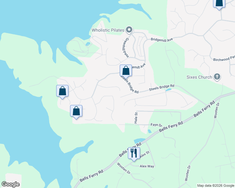 map of restaurants, bars, coffee shops, grocery stores, and more near 526 Autumn Walk in Canton