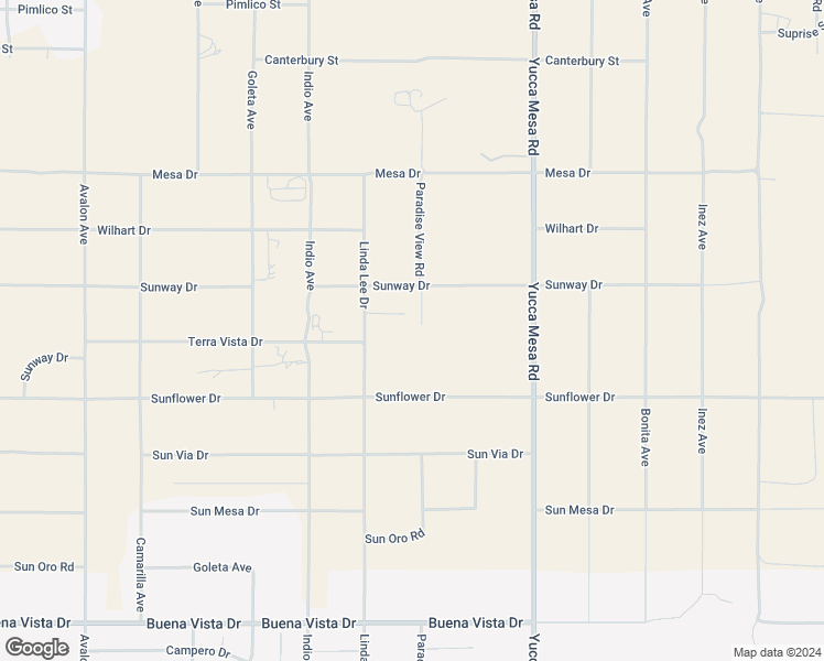 map of restaurants, bars, coffee shops, grocery stores, and more near 59099 Henderson Drive in Yucca Valley