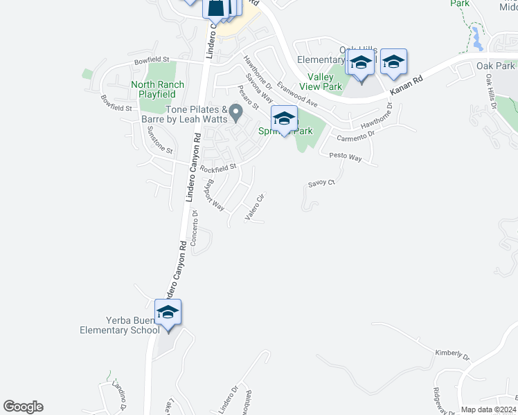 map of restaurants, bars, coffee shops, grocery stores, and more near 225 Valero Circle in Oak Park