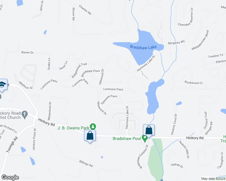 map of restaurants, bars, coffee shops, grocery stores, and more near 617 Lorimore Pass in Canton