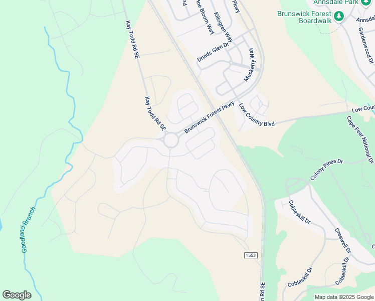 map of restaurants, bars, coffee shops, grocery stores, and more near 5737 Park West Circle in Leland