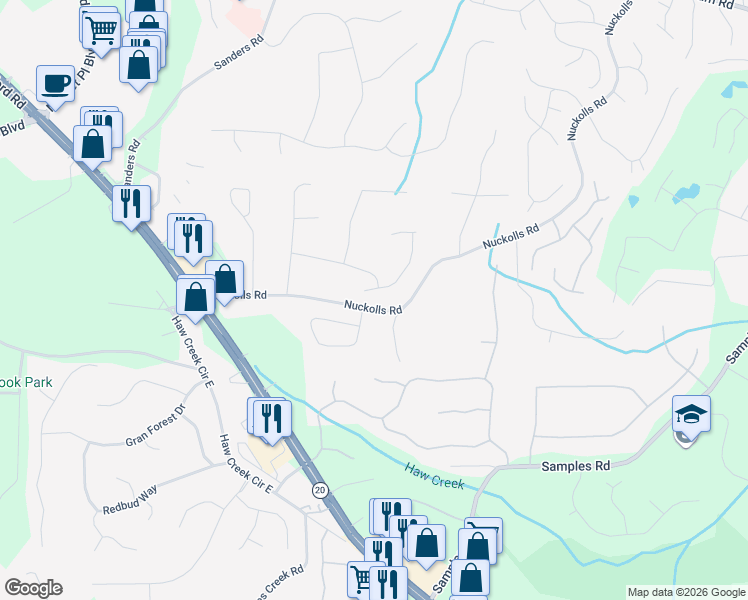 map of restaurants, bars, coffee shops, grocery stores, and more near 2880 Chardonnay Lane in Cumming