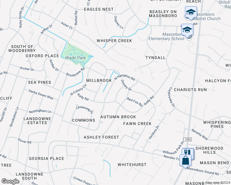 map of restaurants, bars, coffee shops, grocery stores, and more near 113 Georgetown Road in Wilmington