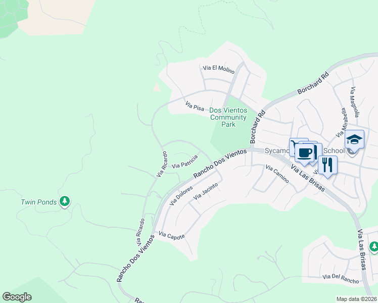 map of restaurants, bars, coffee shops, grocery stores, and more near 5245 Via Quinto in Thousand Oaks