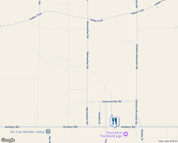 map of restaurants, bars, coffee shops, grocery stores, and more near 4461 Meriwether Road in Twentynine Palms