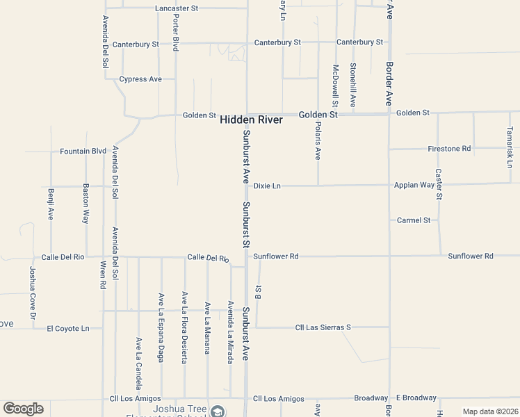 map of restaurants, bars, coffee shops, grocery stores, and more near 62259 Dixie Lane in Joshua Tree