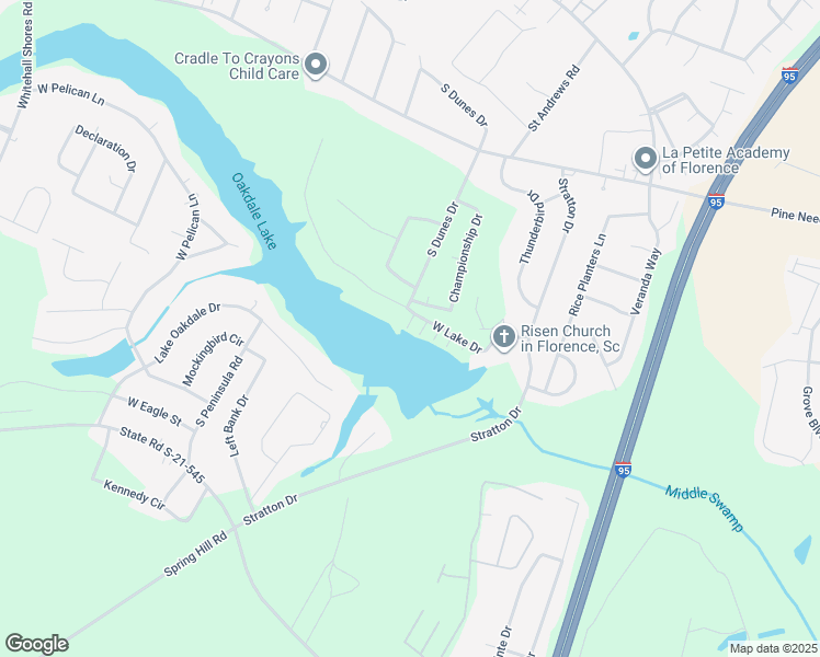 map of restaurants, bars, coffee shops, grocery stores, and more near 3800 West Lake Drive in Florence