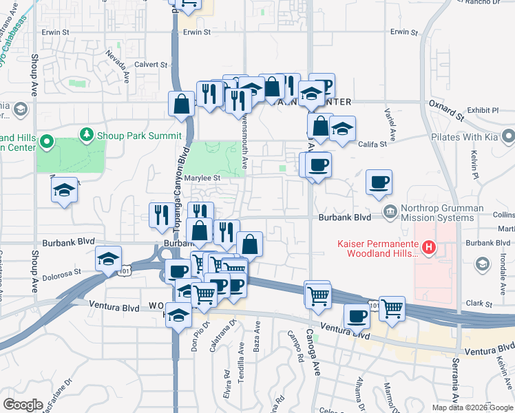 map of restaurants, bars, coffee shops, grocery stores, and more near in 