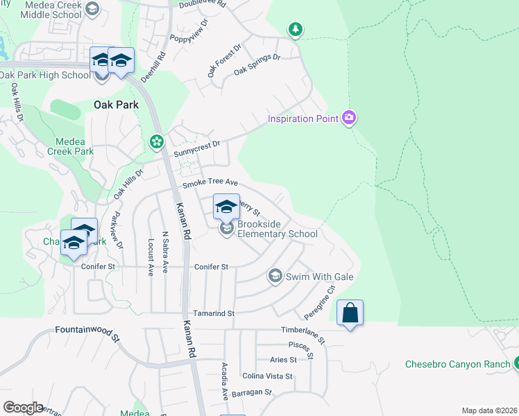 map of restaurants, bars, coffee shops, grocery stores, and more near 6521 Smoke Tree Avenue in Oak Park