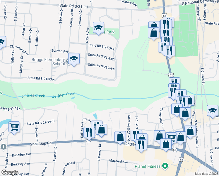map of restaurants, bars, coffee shops, grocery stores, and more near 500-526 State Road S-21-339 in Florence