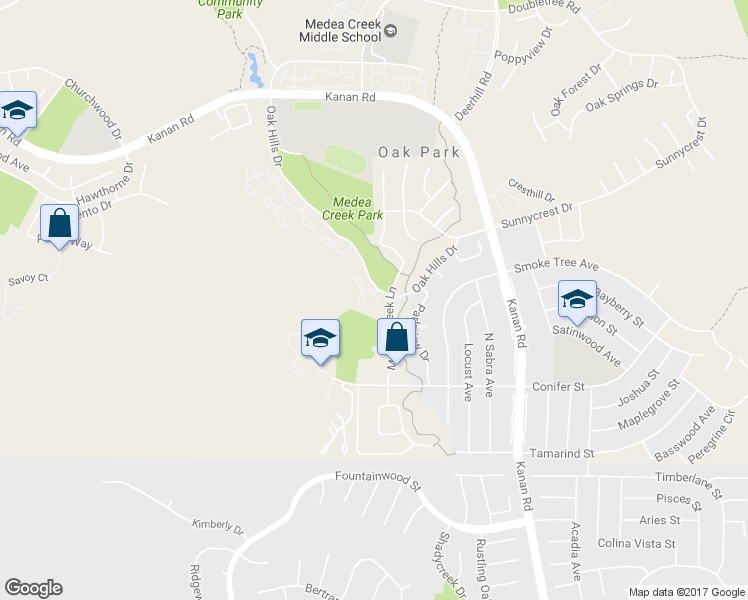 map of restaurants, bars, coffee shops, grocery stores, and more near 213 Estrellita Lane in Oak Park