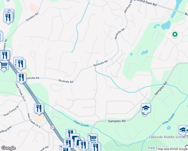 map of restaurants, bars, coffee shops, grocery stores, and more near 2065 Ridge Gate Drive in Cumming