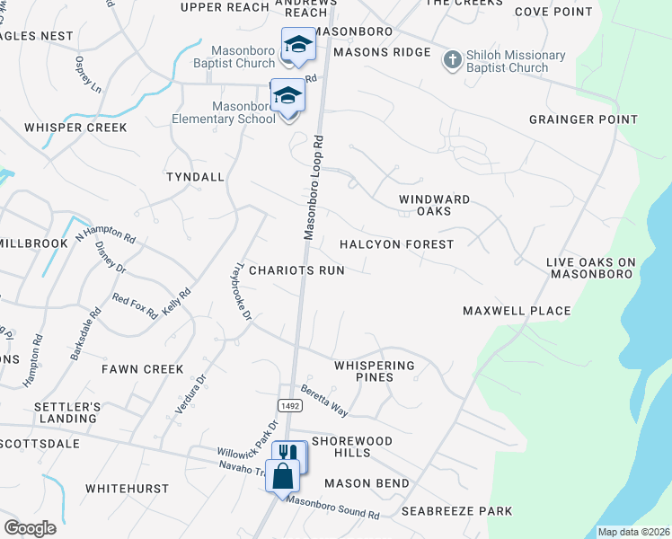 map of restaurants, bars, coffee shops, grocery stores, and more near 5327 Megans Place Drive in Wilmington
