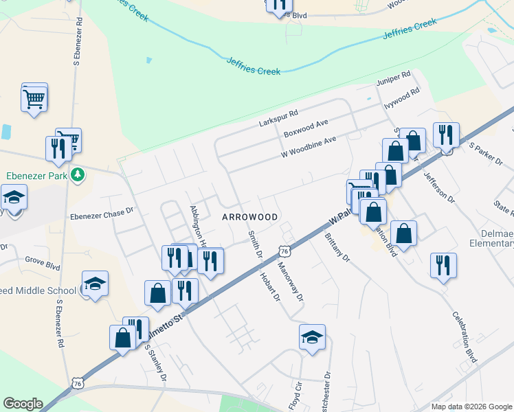 map of restaurants, bars, coffee shops, grocery stores, and more near 824 Smith Drive in Florence