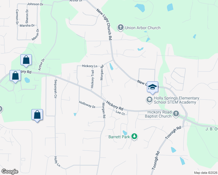 map of restaurants, bars, coffee shops, grocery stores, and more near 114 Riley Way in Canton