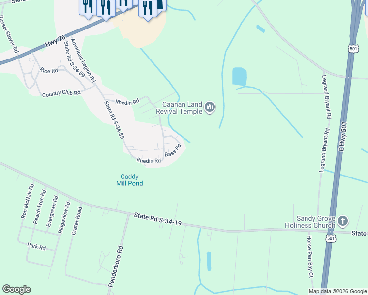 map of restaurants, bars, coffee shops, grocery stores, and more near 2522 Bass Road in Marion