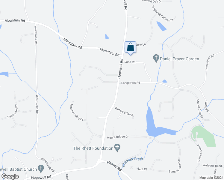 map of restaurants, bars, coffee shops, grocery stores, and more near 16175 Hopewell Road in Alpharetta