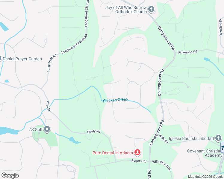 map of restaurants, bars, coffee shops, grocery stores, and more near Valley Stream Drive in Forsyth County