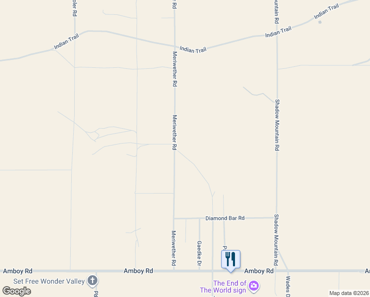 map of restaurants, bars, coffee shops, grocery stores, and more near 82990 Glamis Road in Twentynine Palms