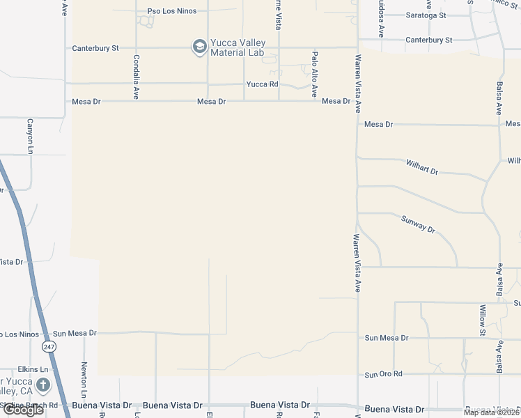 map of restaurants, bars, coffee shops, grocery stores, and more near 57300 Sunway Drive in Yucca Valley