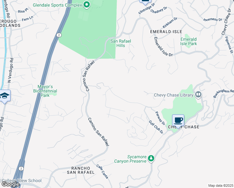 map of restaurants, bars, coffee shops, grocery stores, and more near 1575 Sheridan Road in Glendale