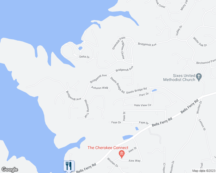 map of restaurants, bars, coffee shops, grocery stores, and more near 521 Autumn Walk in Canton